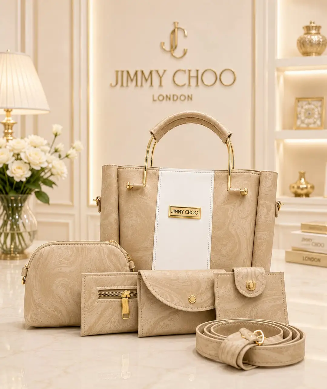 Women's Leather Textured Hand Bag Set