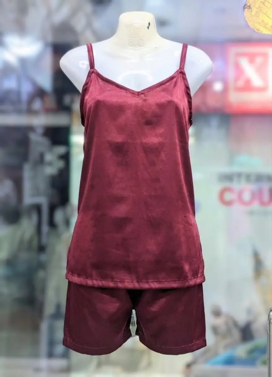 Silk Plain Comfortable And Lightweight Camisole Set