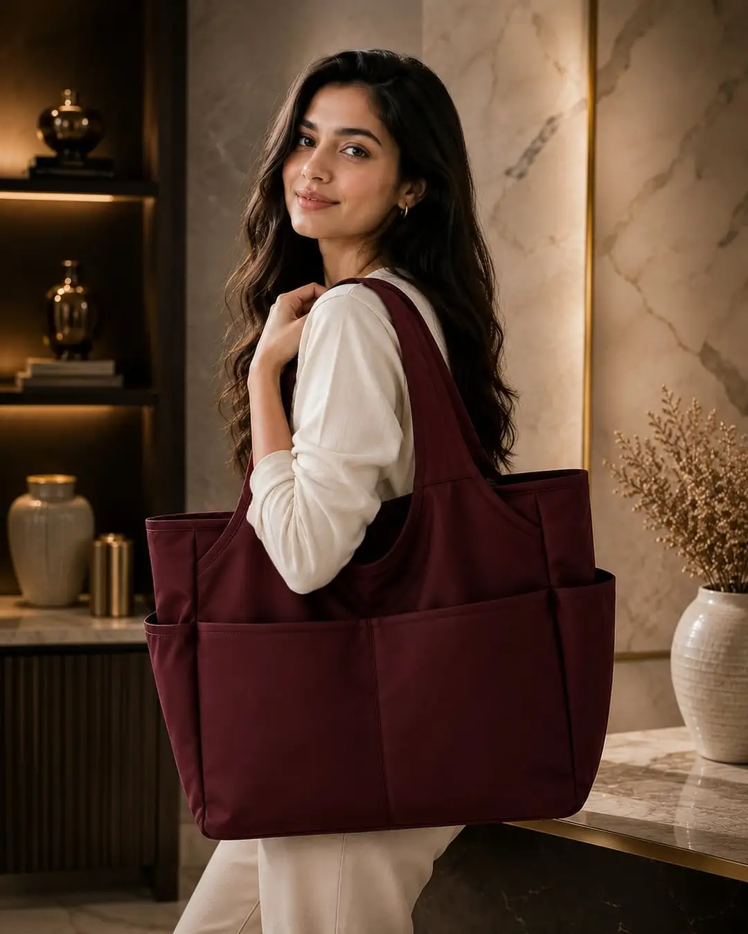 Women's PU Leather Plain Tote Bags
