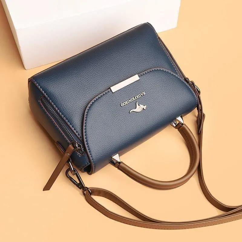 Maroon Leather Crossbody Bag for Women with Top Handle and Long Strap