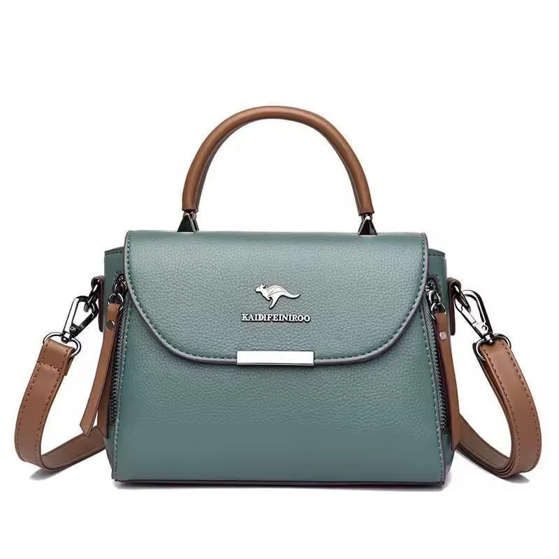 Maroon Leather Crossbody Bag for Women with Top Handle and Long Strap