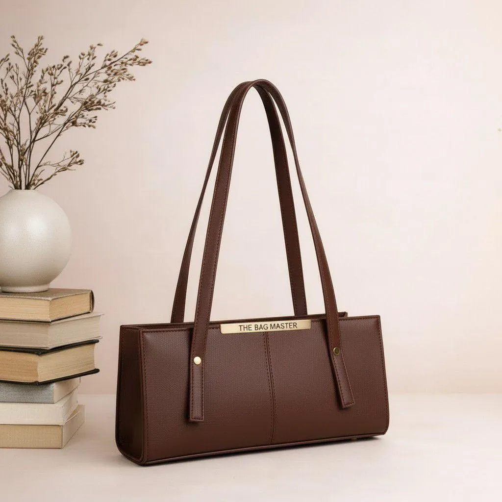 Girl's Brown Leather Top Handle Bag