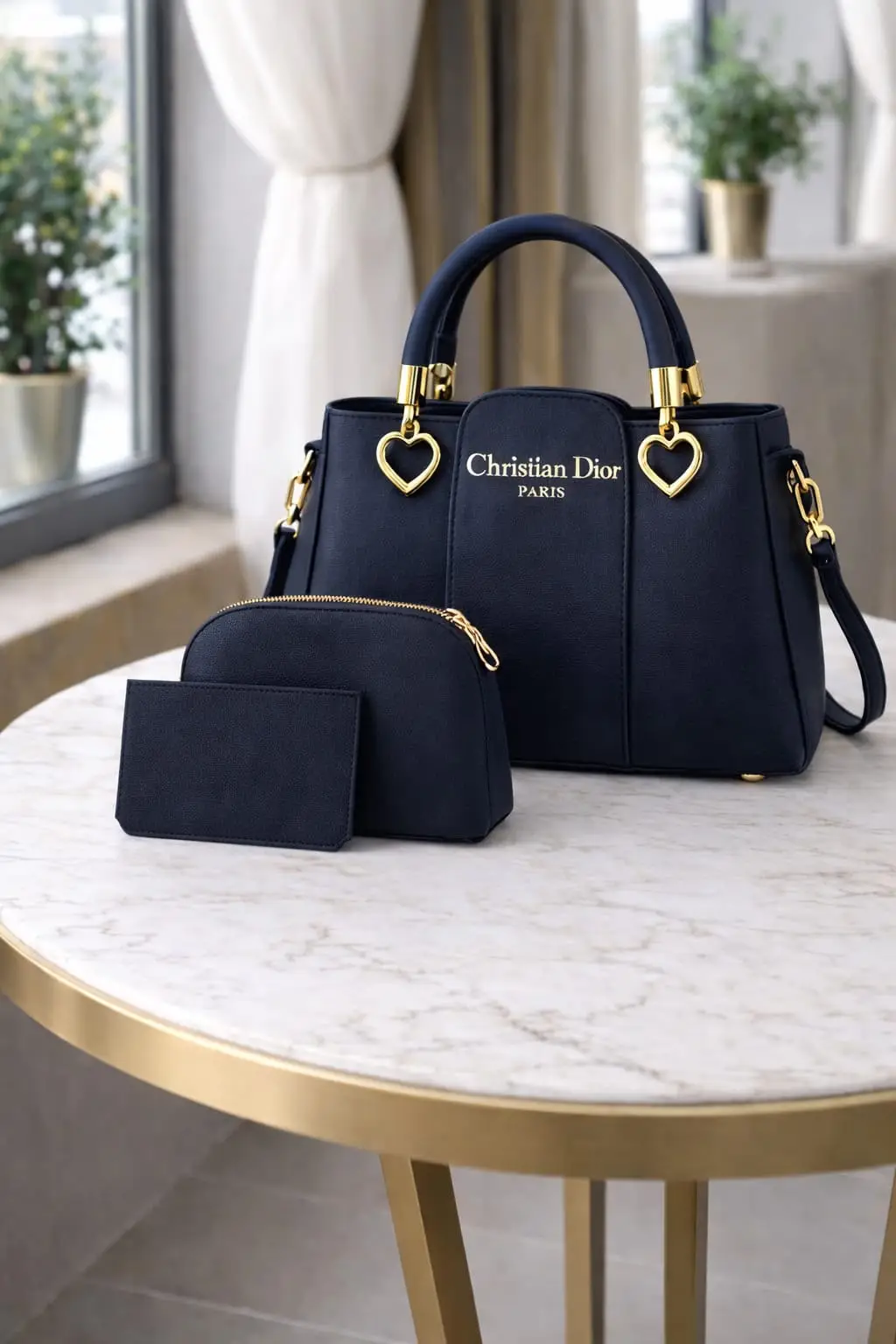 Girl's Leather Plain Hand Bag Set