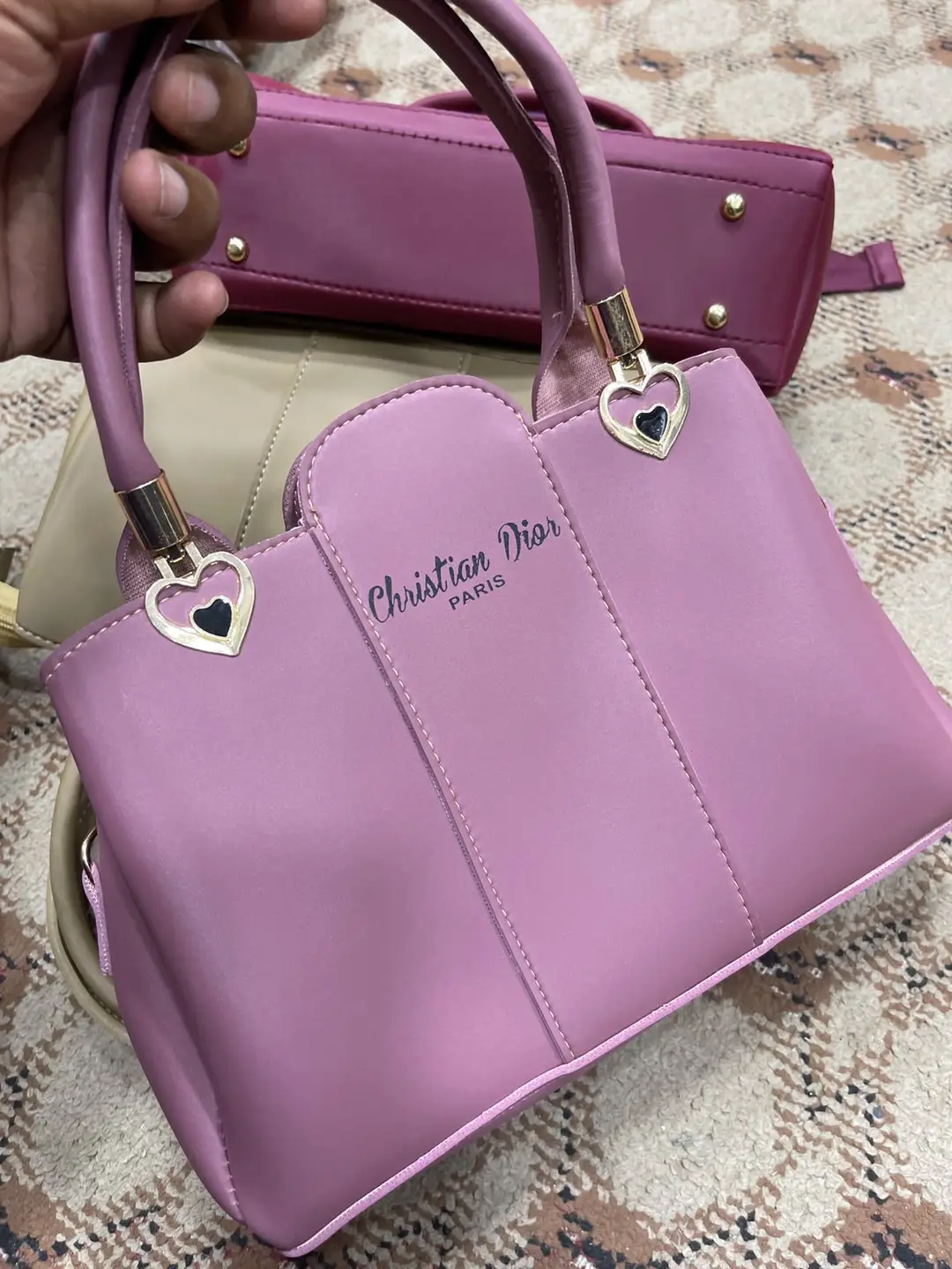Girl's Leather Plain Hand Bag Set