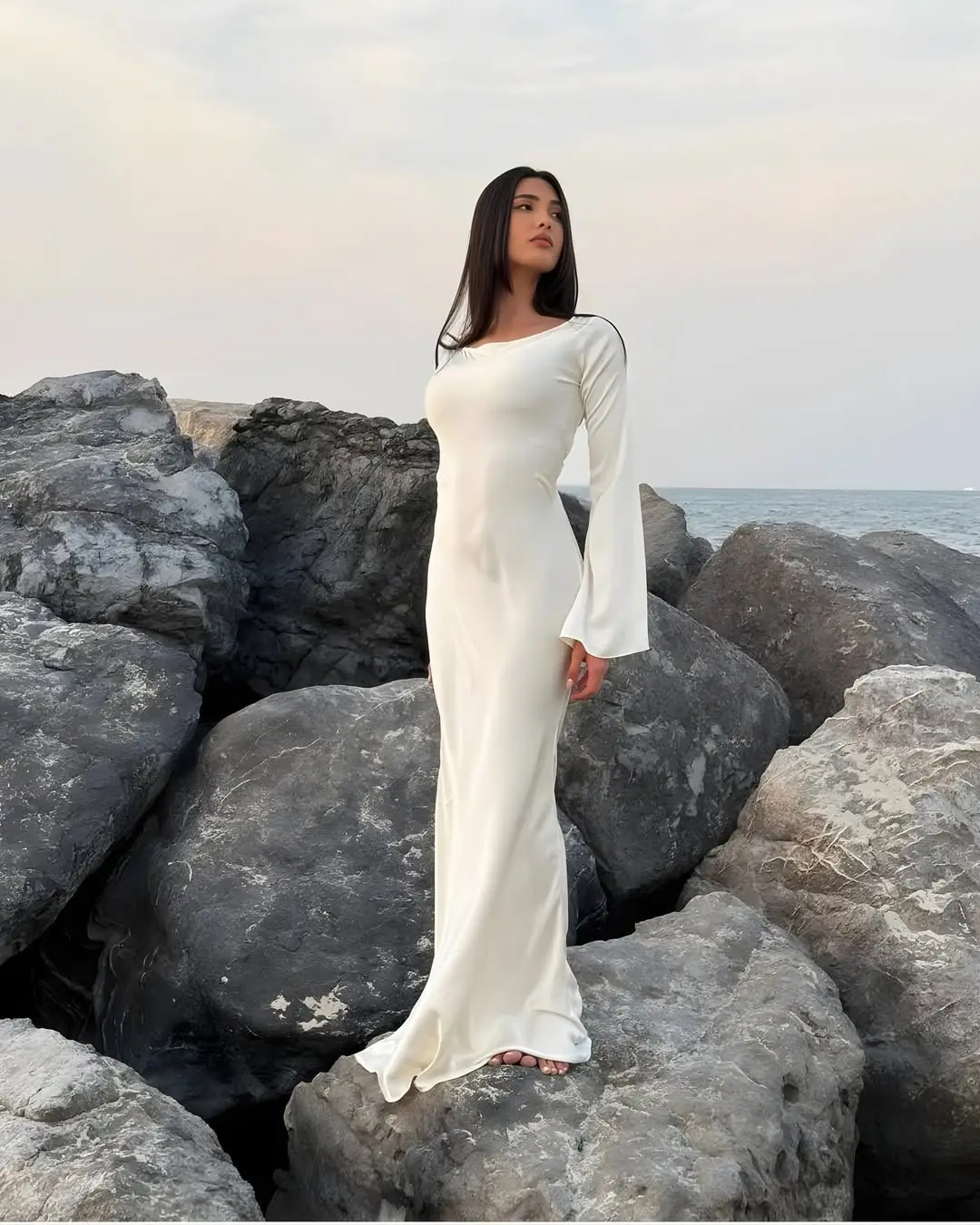 1 Pc Women's Stitched Silk Plain Maxi