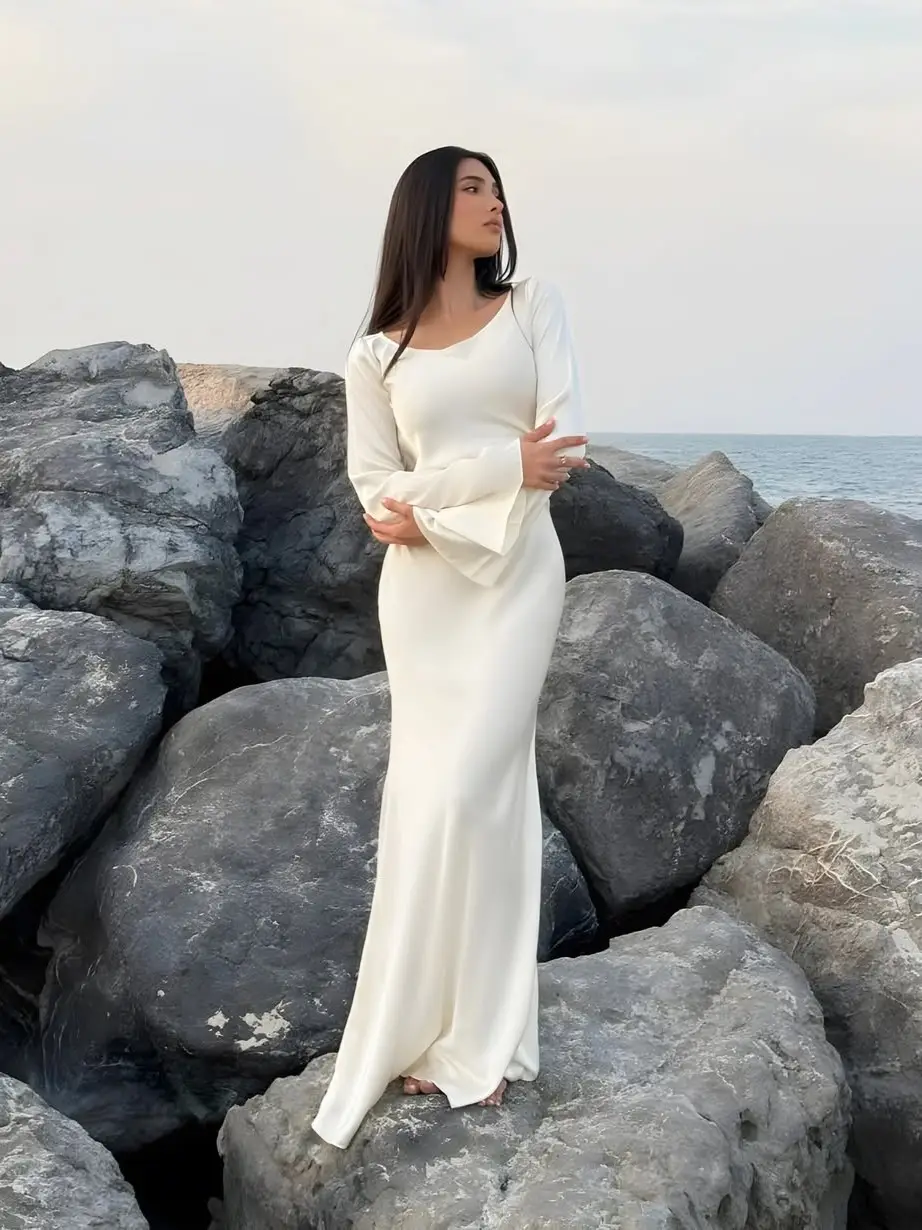 1 Pc Women's Stitched Silk Plain Maxi
