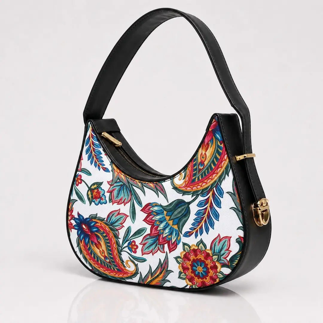 Floral Hobo Bag Canvas Adjustable Handle