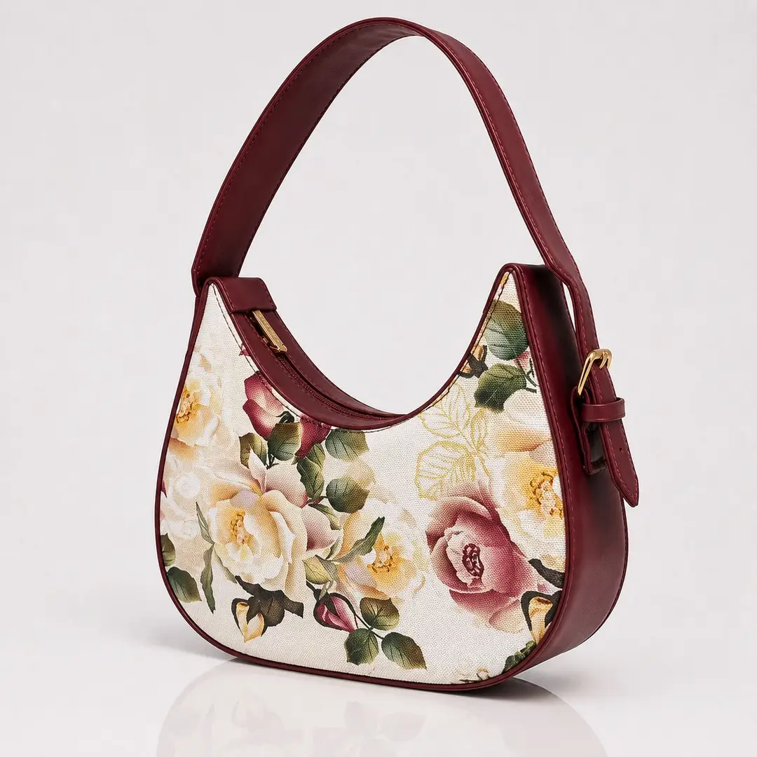 Floral Hobo Bag Canvas Adjustable Handle