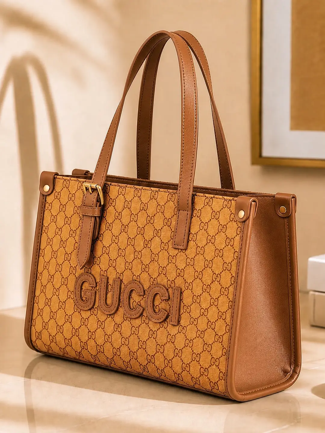 Women's Leather Textured Hand Bag/ Brown