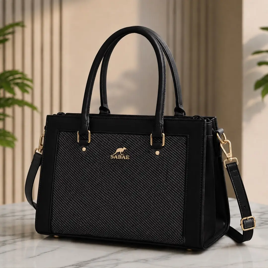 Premium Women's Structured Handbag| Rexine Top HandleShoulder Bag | Brown
