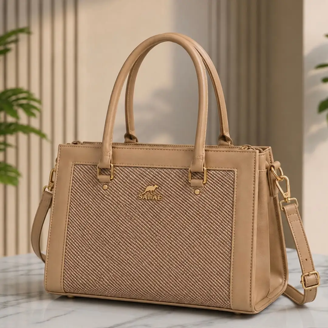 Premium Women's Structured Handbag|Rexine Top HandleShoulder Bag| Pink