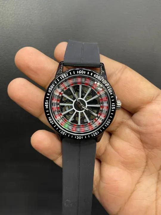 Mark Roulette Watch Roulette Dial Watches Blue Black Brown Silicone Strap – Markaz