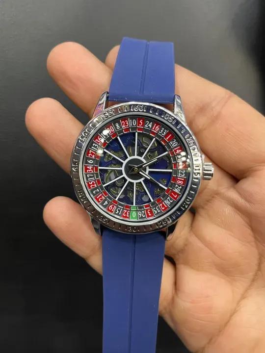 Mark Roulette Watch Roulette Dial Watches Blue Black Brown Silicone Strap – Markaz – Markaz