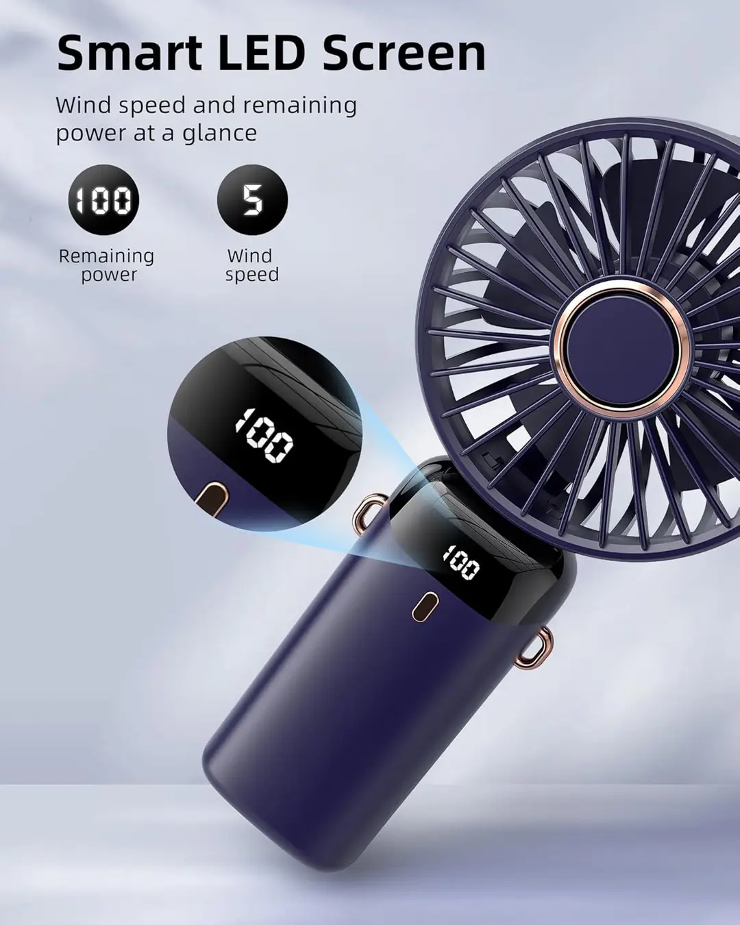 Rechargeable led digital mini Fan