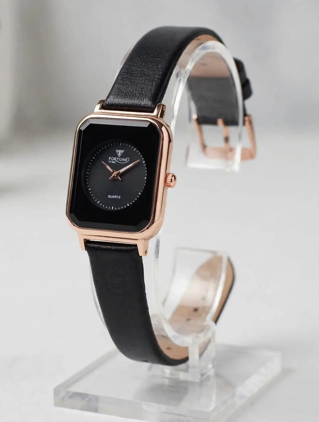 Fortune Time Elegant Square Leather Strap Watch For Women