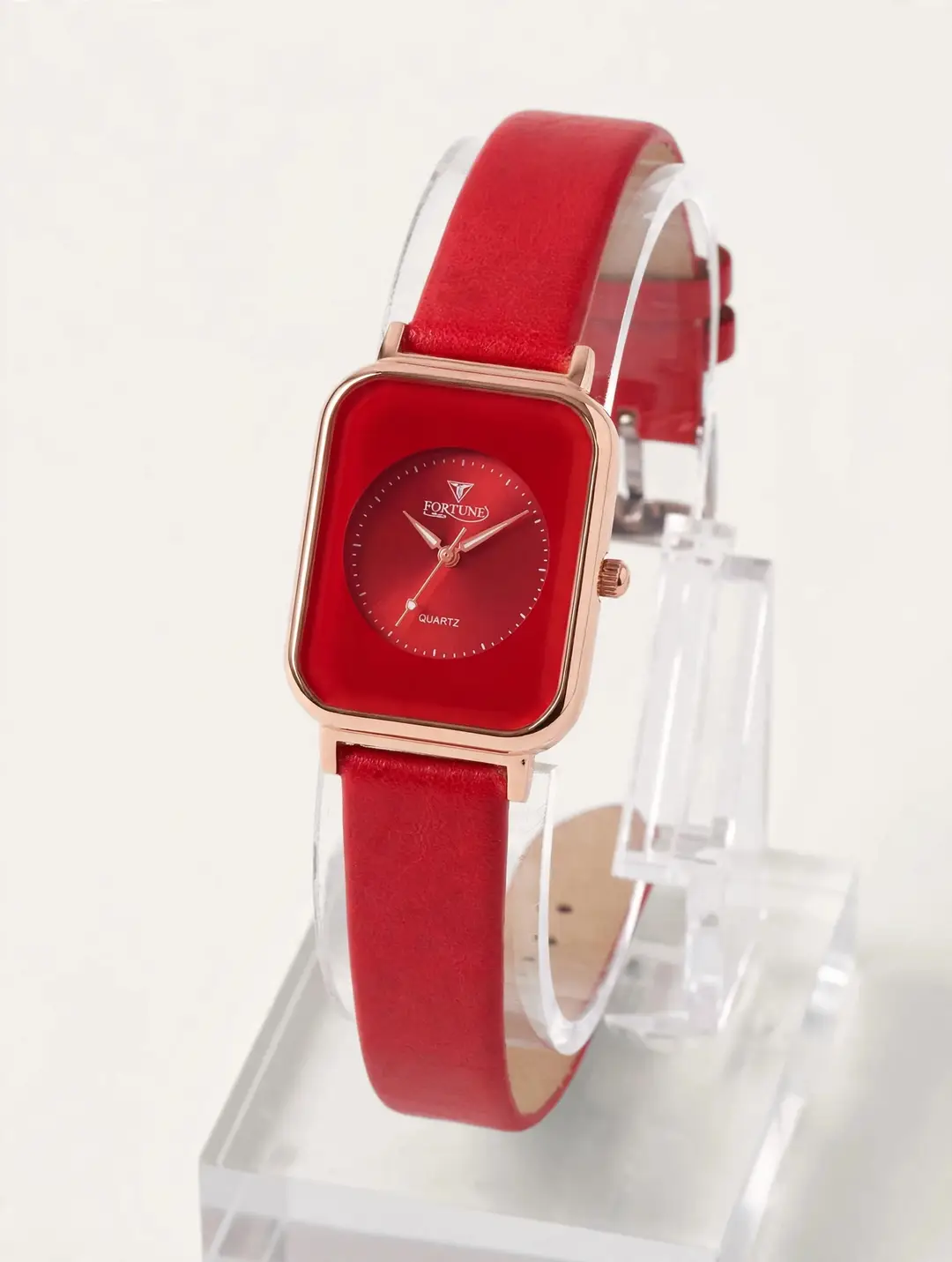 Fortune Time Elegant Square Leather Strap Watch For Women