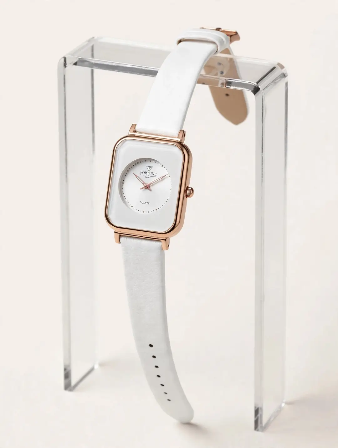 Fortune Time Elegant Square Leather Strap Watch For Women