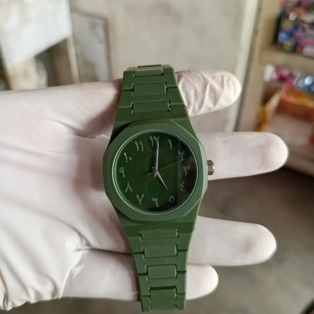 New stylish green Arabic aura watch