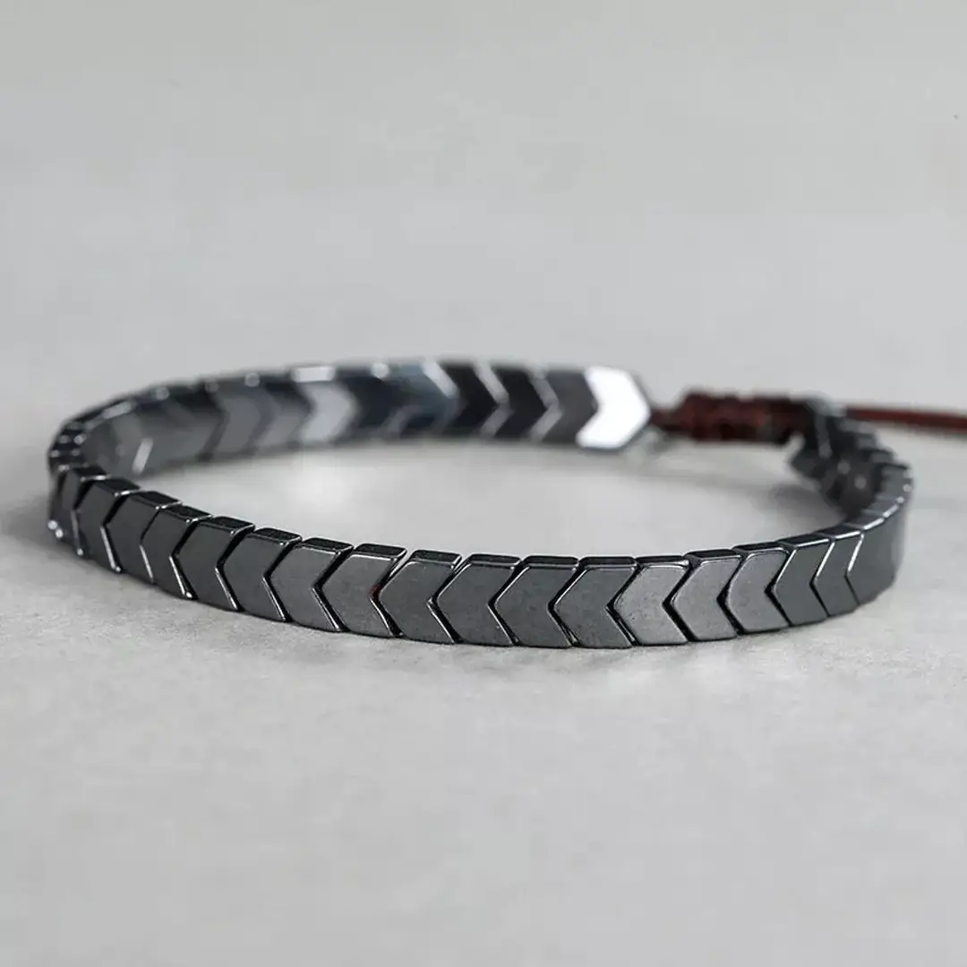 Men Adjustable Crystal Bracelet Black Golden