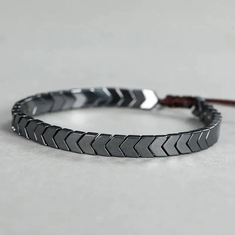 Men Adjustable Crystal Bracelet Black Golden