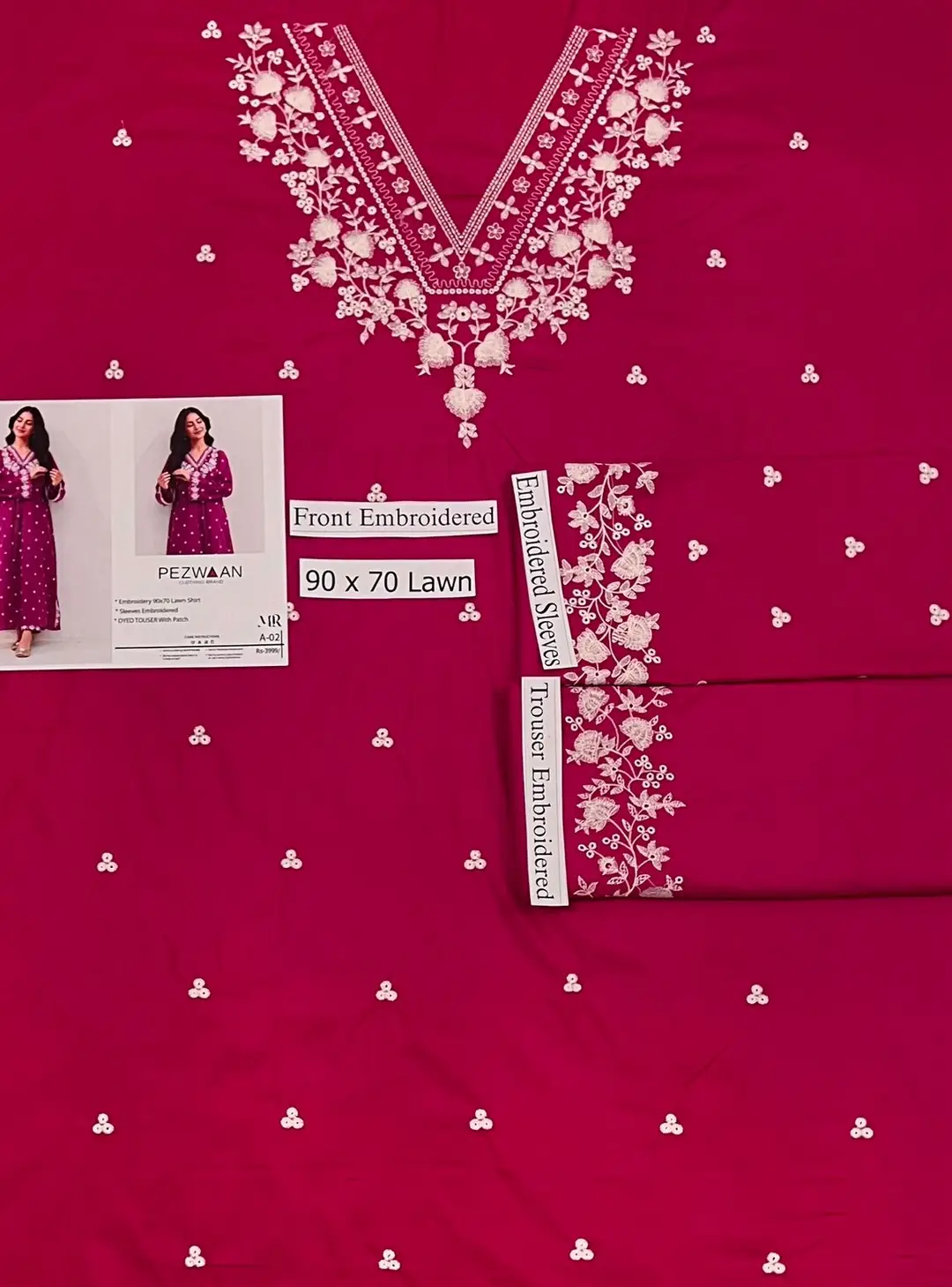 2 Pcs Women's Unstitched Embroidered Suit