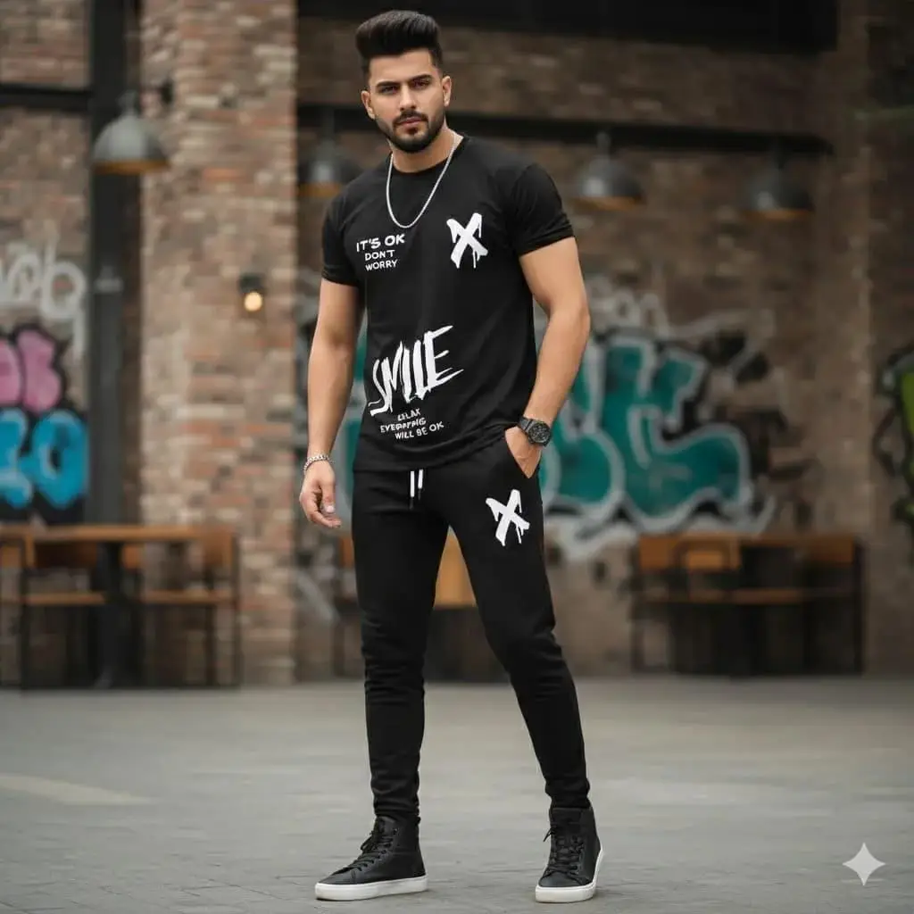 3 Pcs Men's Dri Fit Printed Track Suit