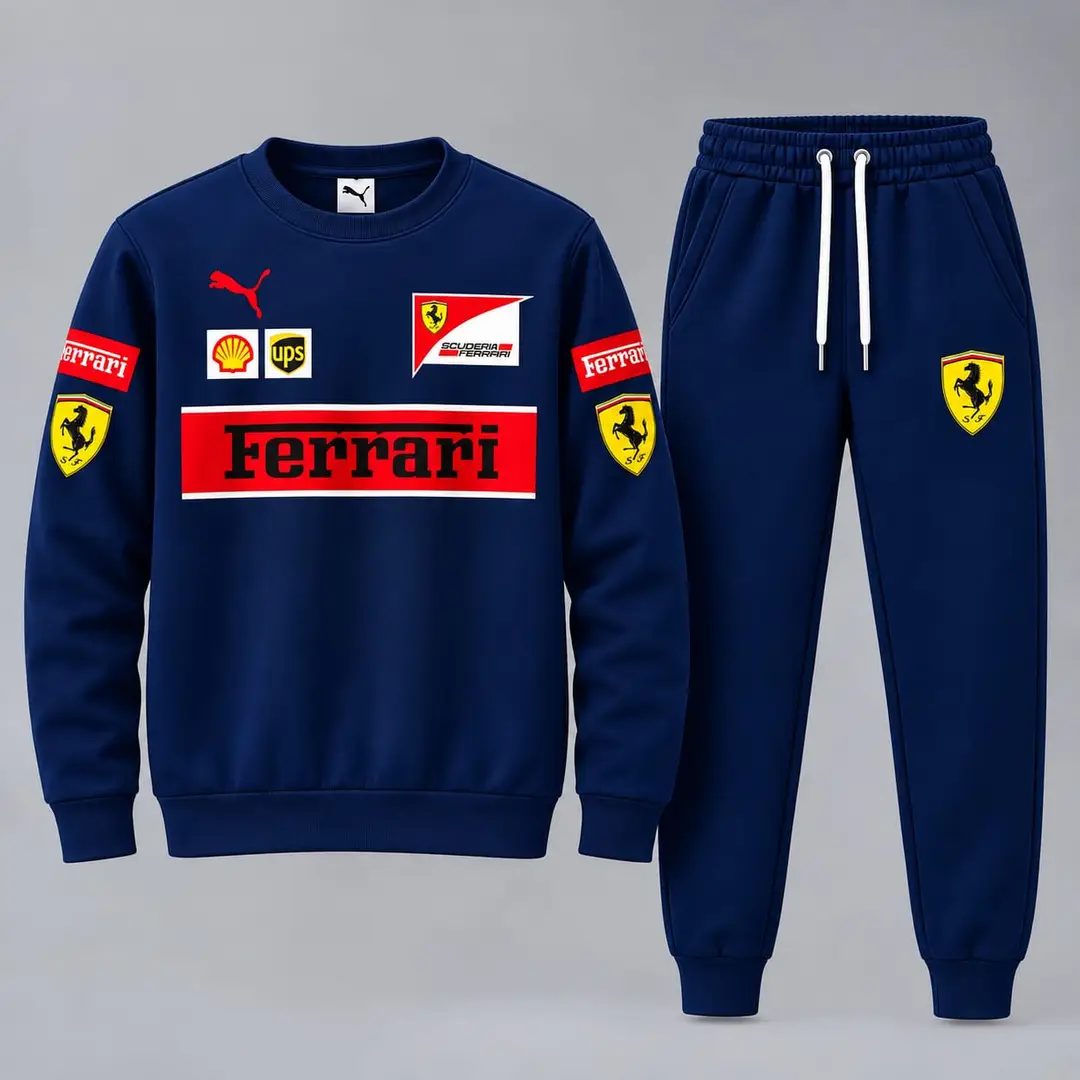 2 Pcs Men's Fleece Printed Sweatshirt Track Suit