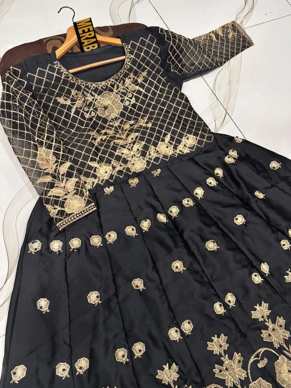 2 Pcs Women's Stitched Shamoz Silk Embroidered Maxi Suit