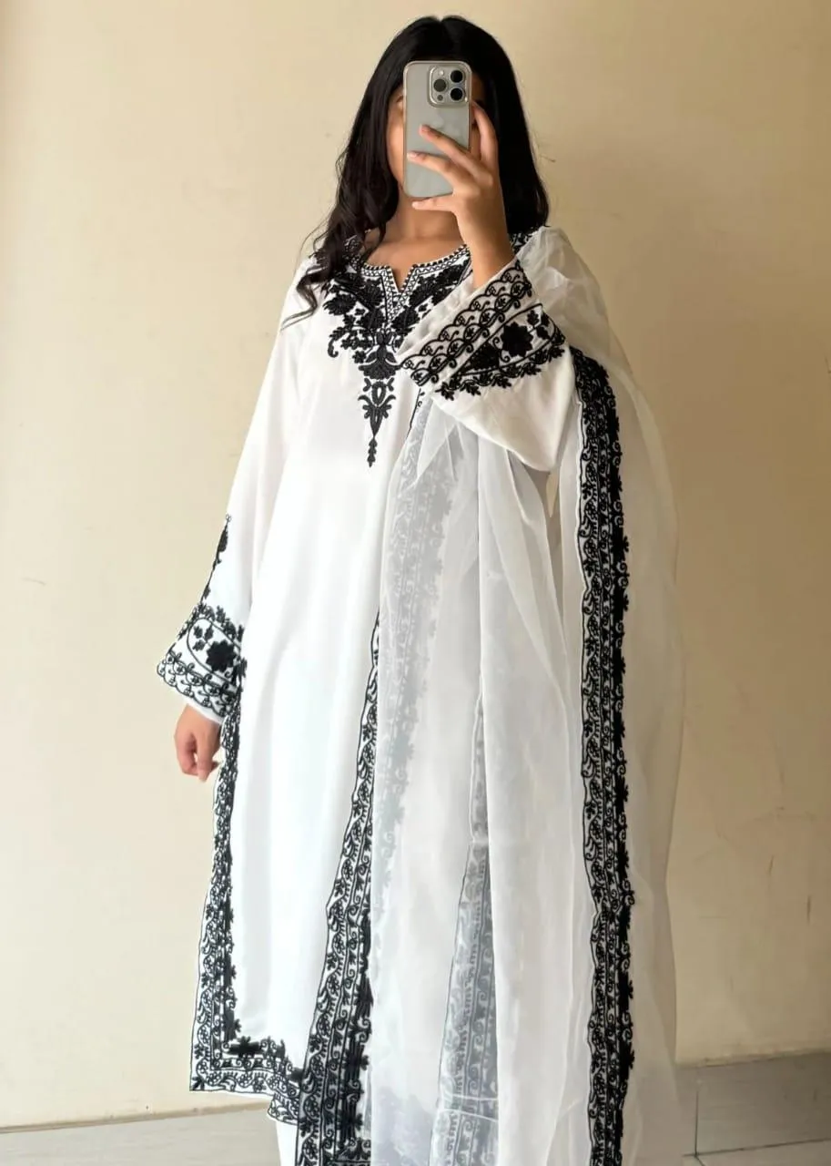 White Organza Embroidered 3Pcs Women Suit