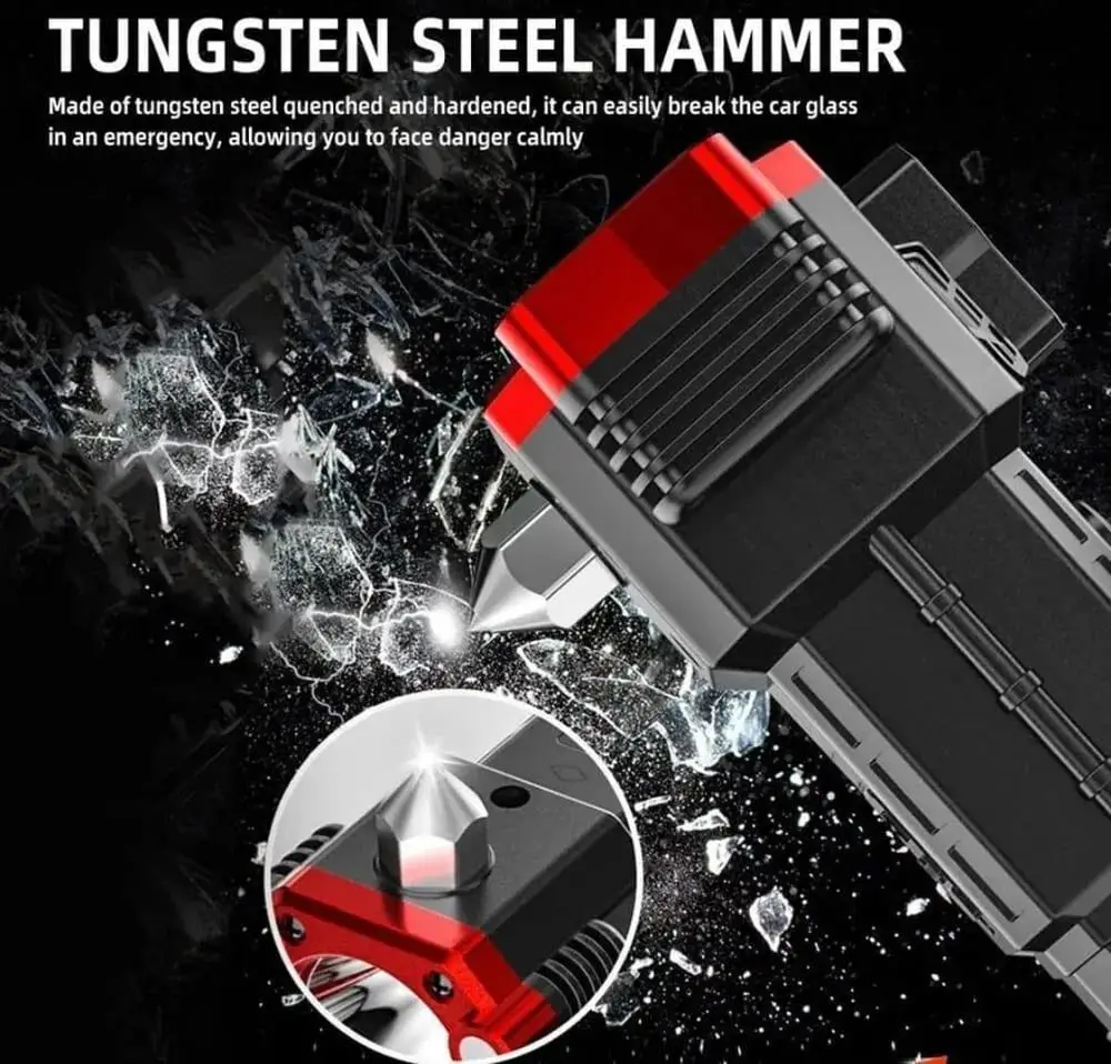 Rechargeable LED Flashlight with Window Hammer Black