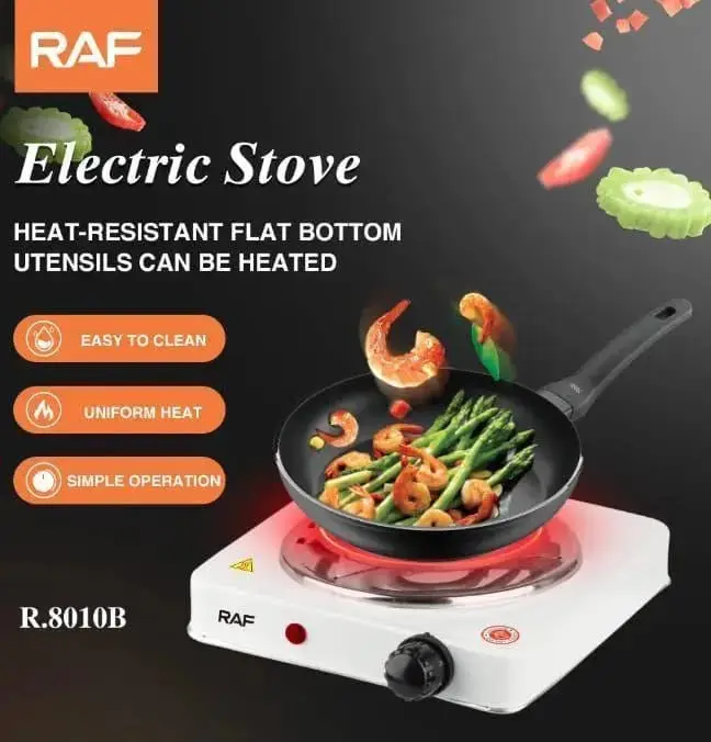 Electric Stove 1000W Stainless Steel White Compact