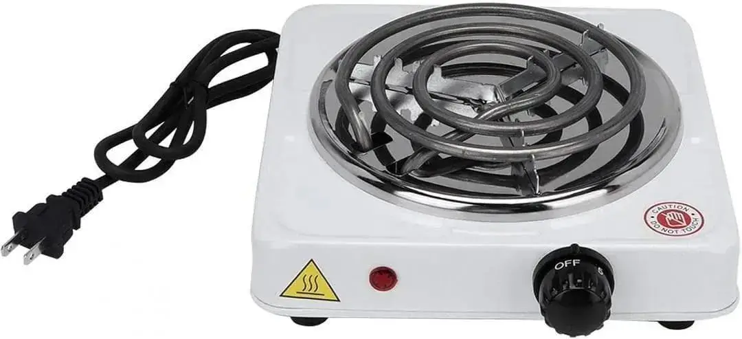 Electric Stove 1000W Stainless Steel White Compact