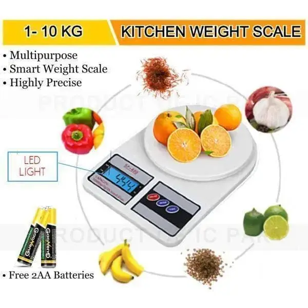 BESTIN™ Digital Kitchen Scale 1g-10kg LED Light Free