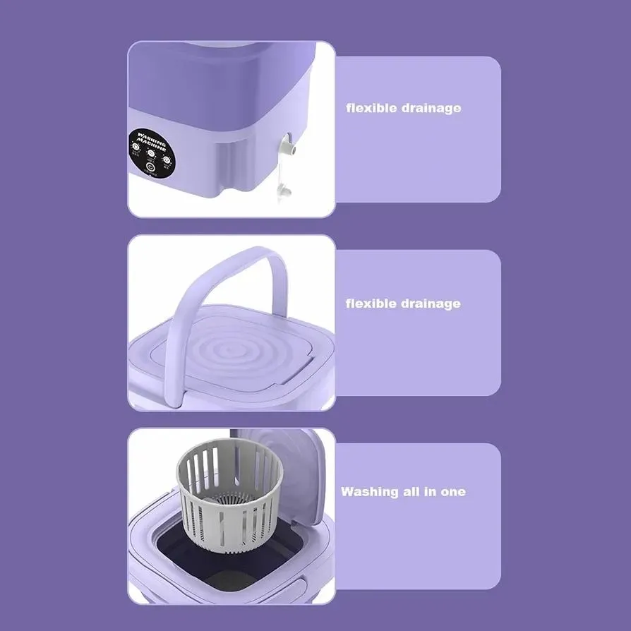 Portable Mini Washing Machine Purple Rechargeable ABS