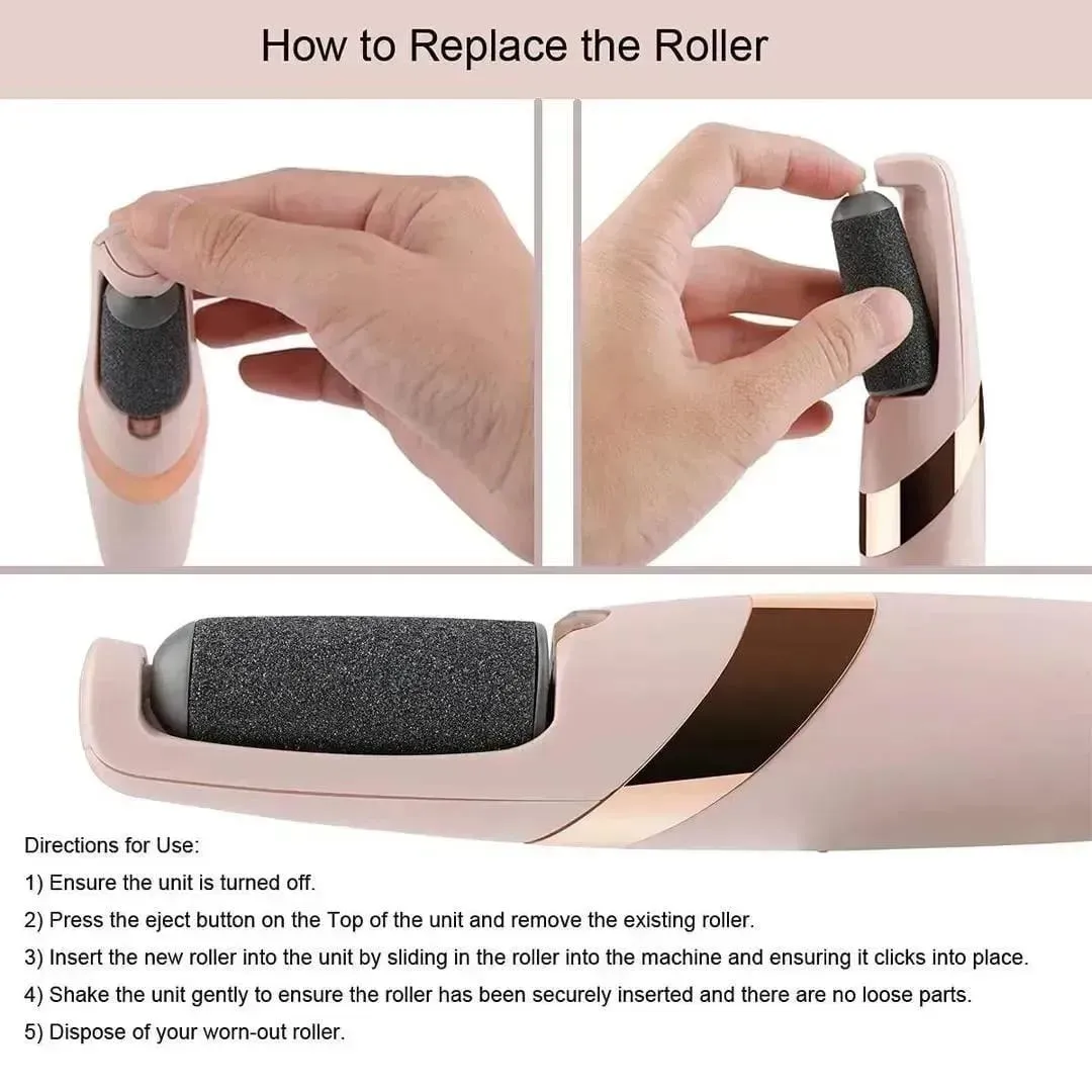Electric Foot Scrubber with 6 Replacement Rollers