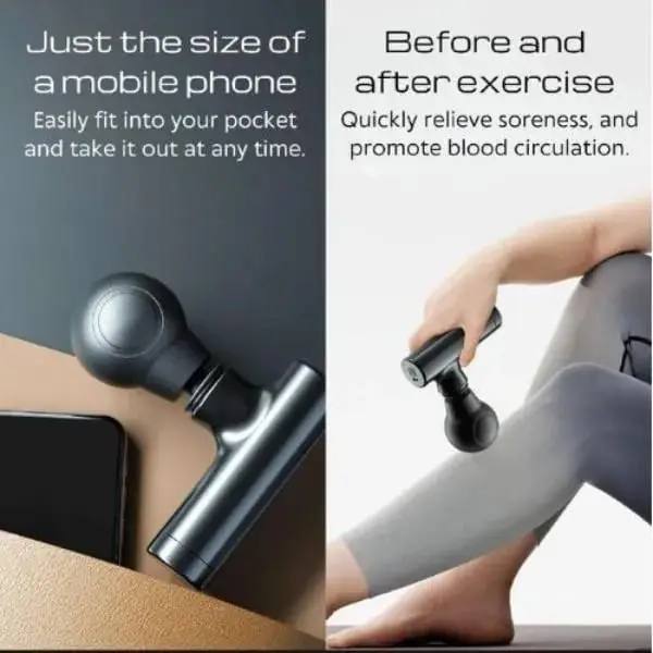 Rechargeable Mini Massage Gun Black ABS 3cm