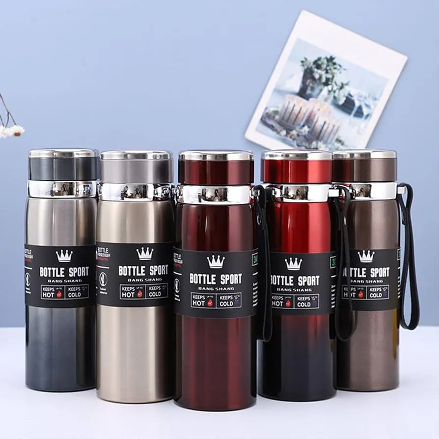 Stainless Steel 50ml Travel Water Bottle Black Red