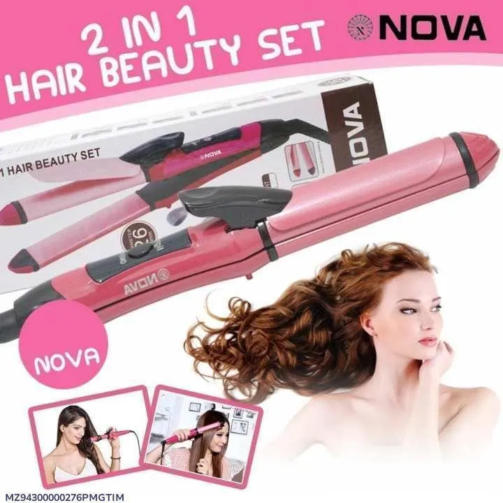 Nova 2-in-1 Hair Straightener & Curler Pink ABS