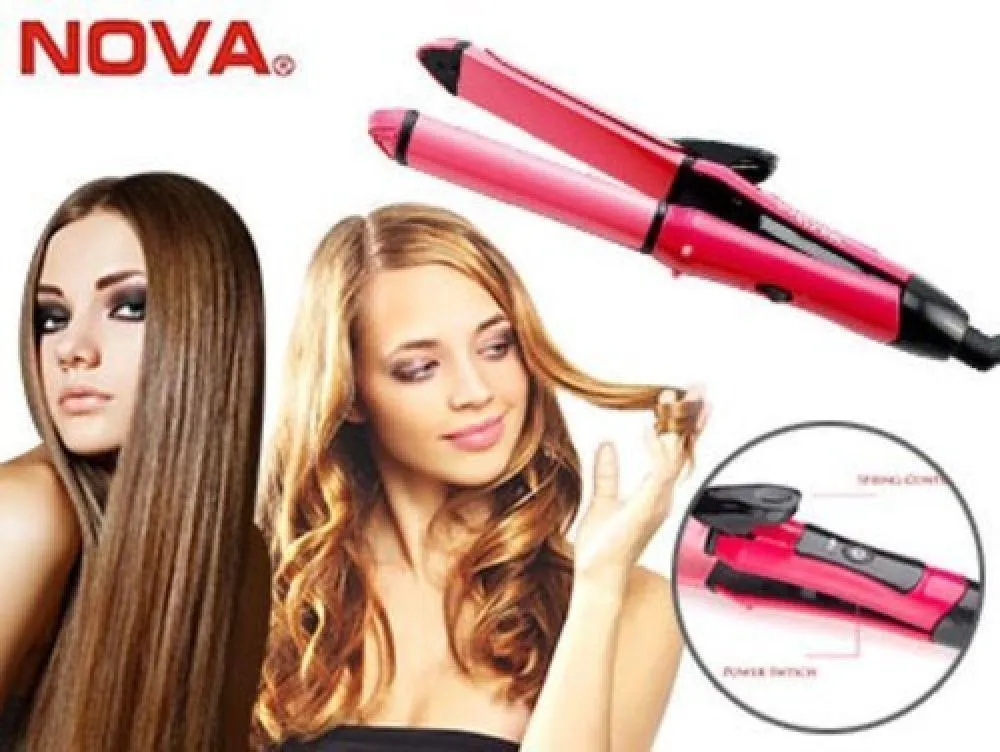 Nova 2-in-1 Hair Straightener & Curler Pink ABS