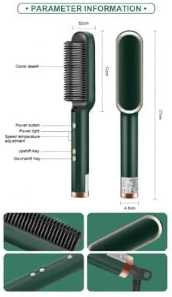 Corded Hair Straightener Brush Green 50ml ABS