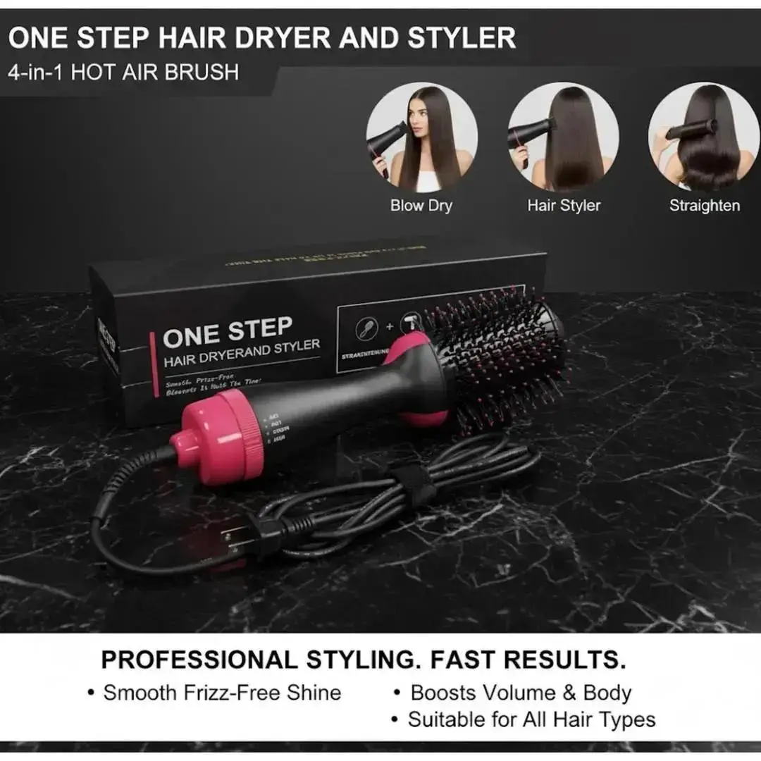 Fast Drying Hair Dryer Brush ABS Pink