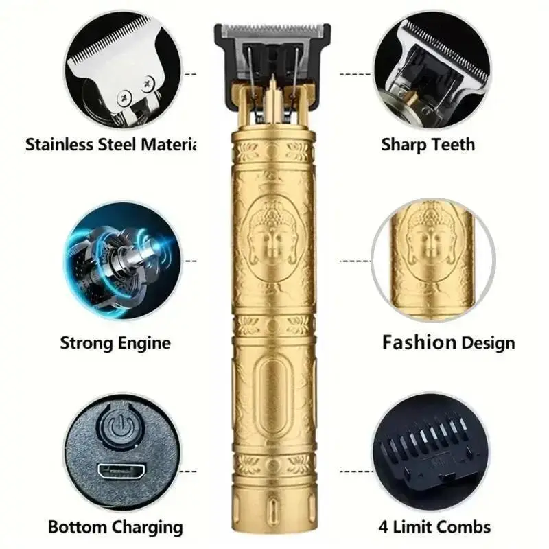 Rechargeable Hair Trimmer for Men Brown Silver