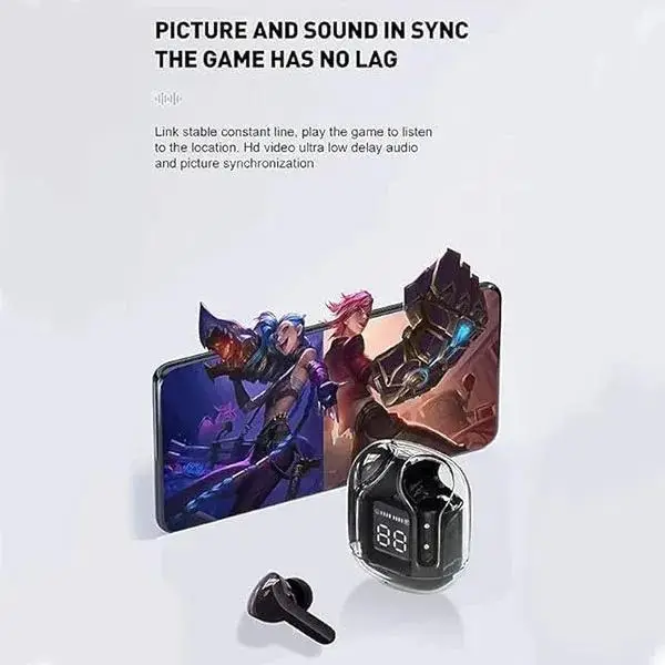 Wireless Earbuds with Digital Battery Display Black