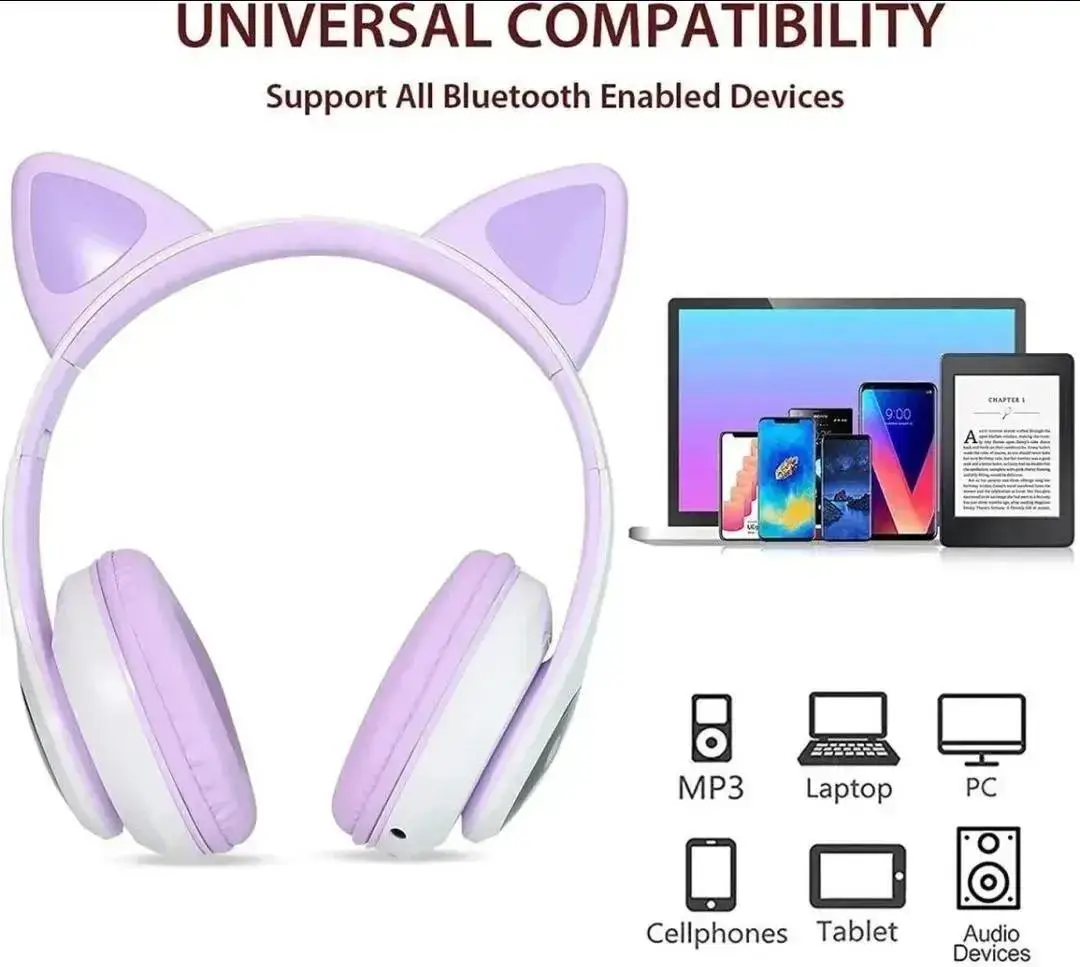 Cat Ear LED Headphones Multicolor ABS for Teens Young Adults