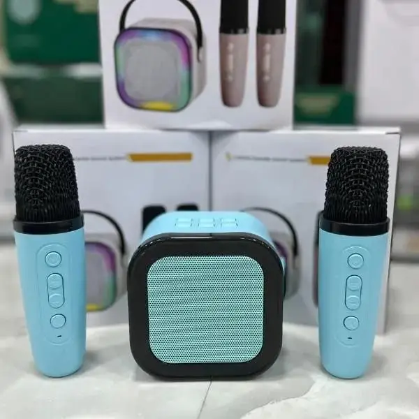 Portable LED Speaker Pink with 2 Microphones for Parties & Commutes