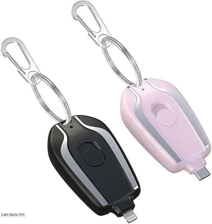 USB-C Keychain Power Bank Black Pink Compact