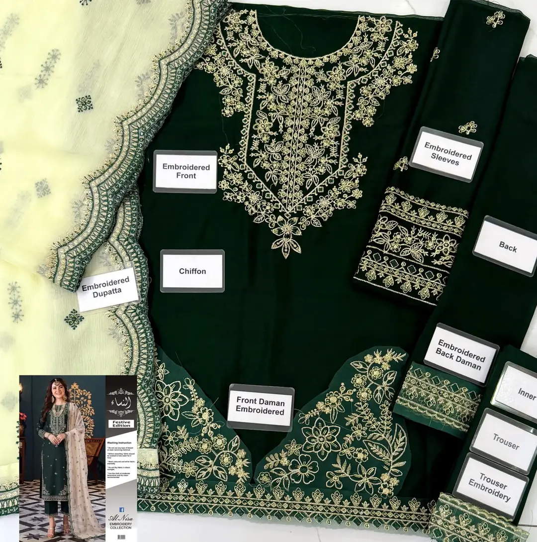 3 Pcs Women's Unstitched Embroidered Suit