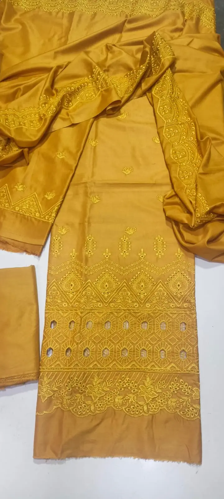 3 Pcs Women's Unstitched Embroidered Suit