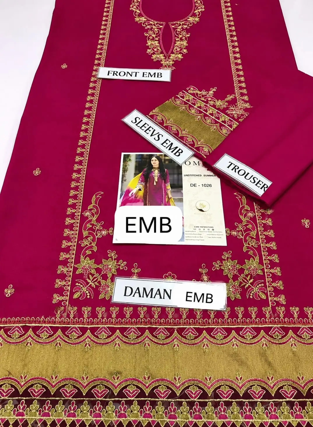 2 Pcs Women's Unstitched Embroidered Suit