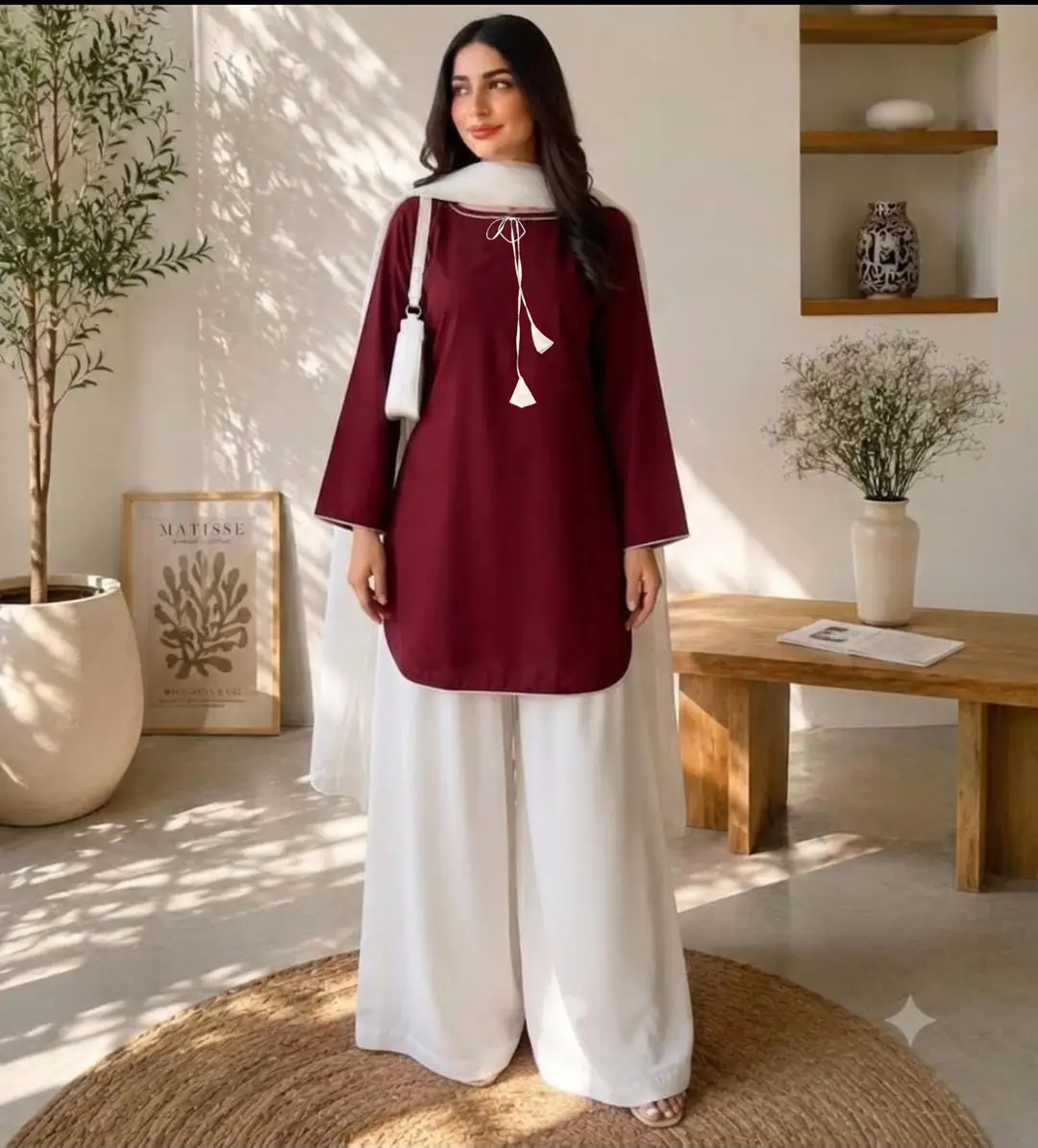 3 Pcs Women's Stitched Cotton Lace Work Suit